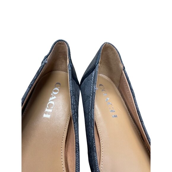 Coach Womens Black Gray Leather Canvas Flats Shoes Size 6B SKU 9200 - Picture 8 of 12